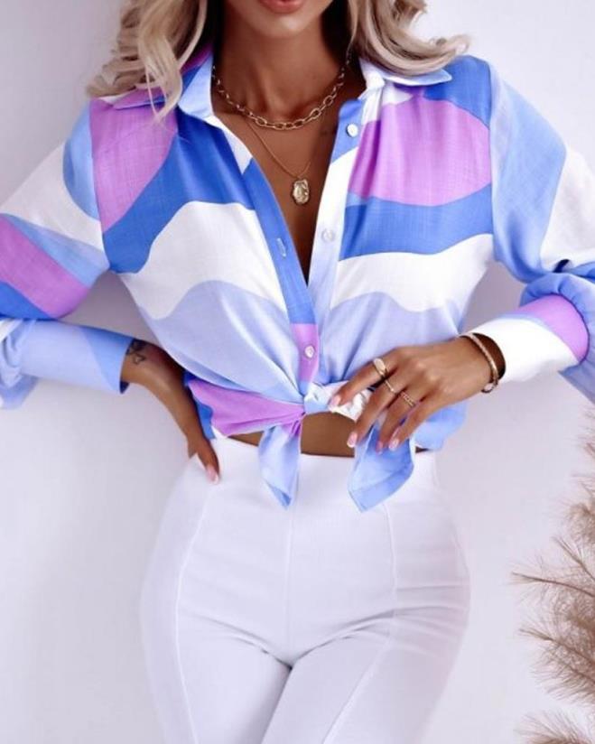 Camisa Social Femenina Estampada