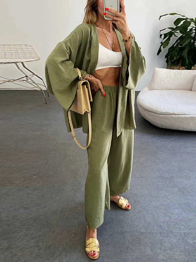Conjunto Femenino Kimono Pantalón Comfy