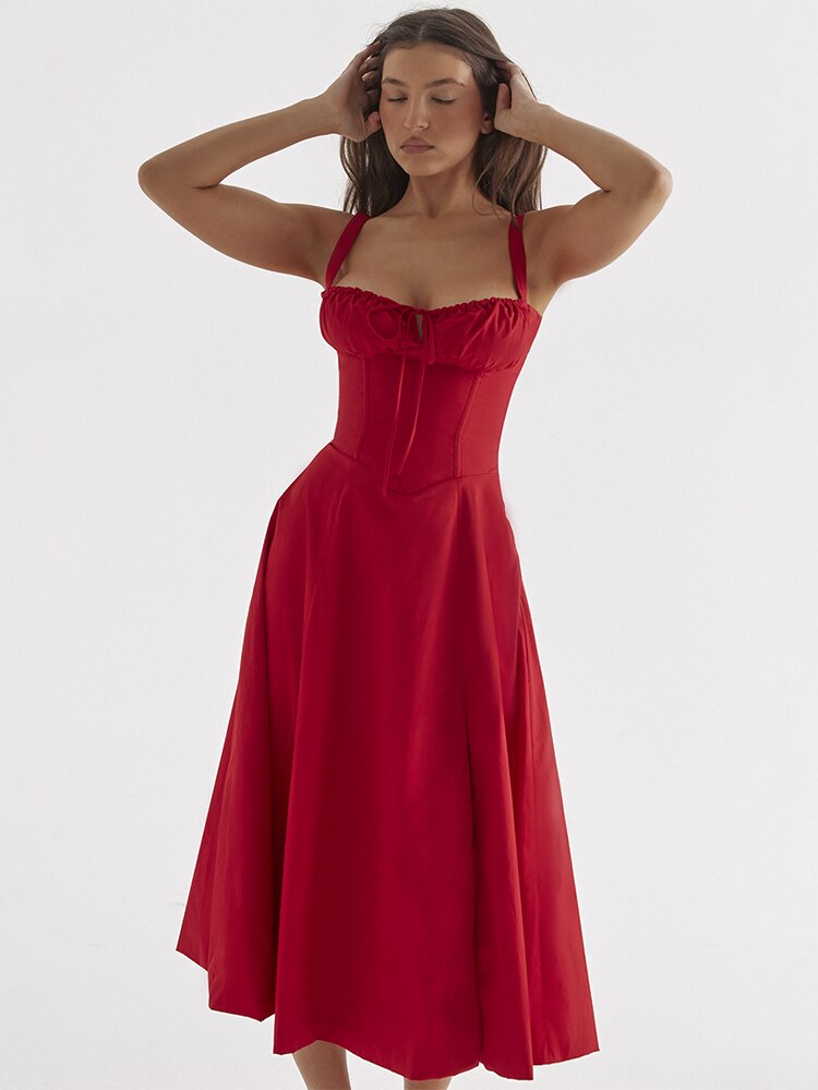 Vestido Femenino Midi Floral Tirantes Largos