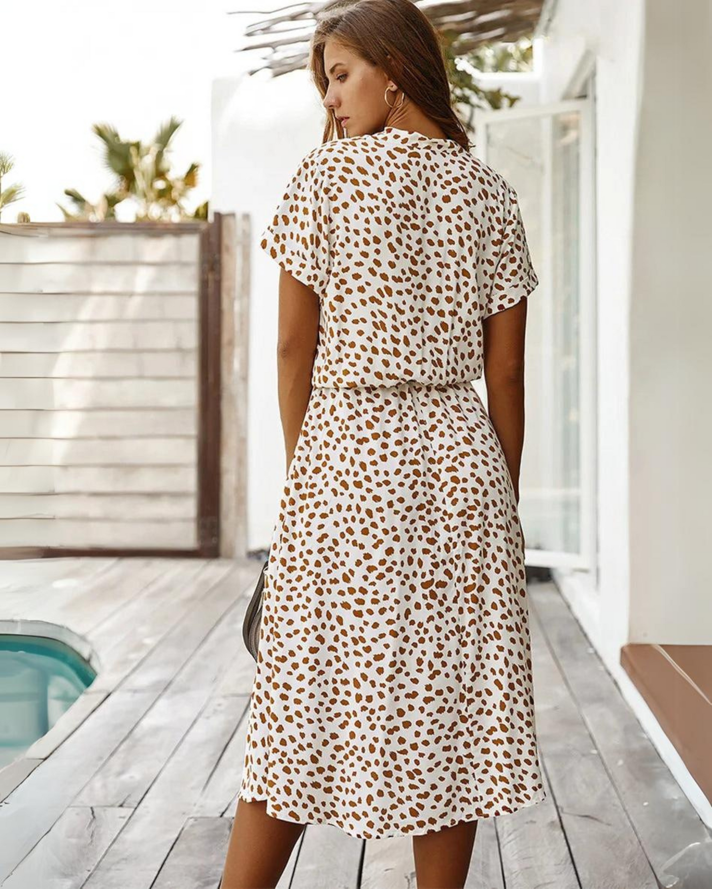 Maya - Bata Midi Vintage À Manches Courtes