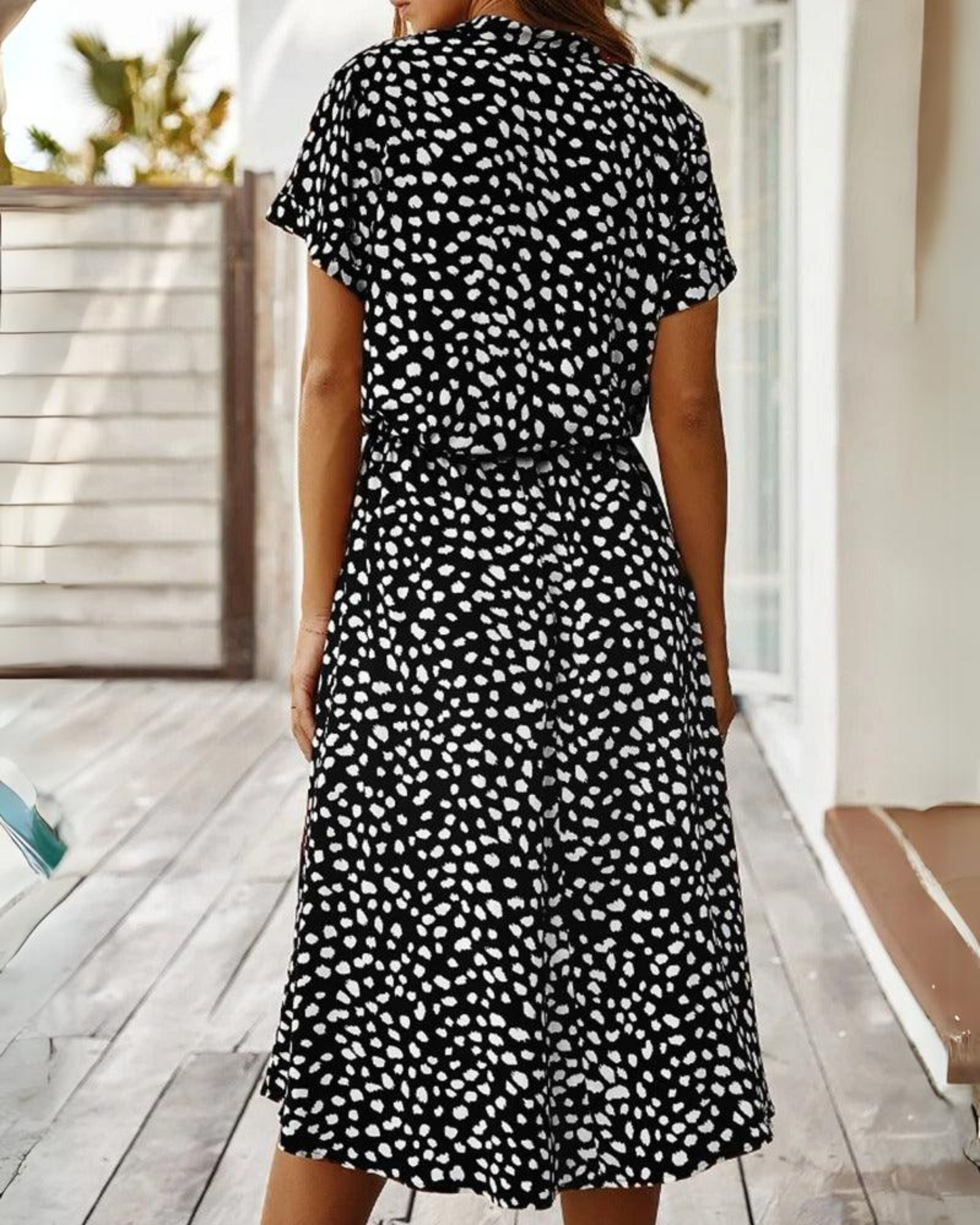 Maya - Bata Midi Vintage À Manches Courtes