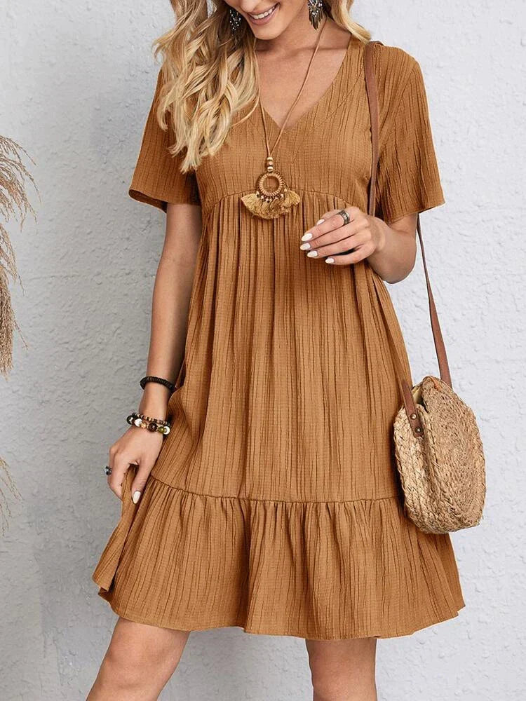 Vestido Femenino Midi Manga Volante