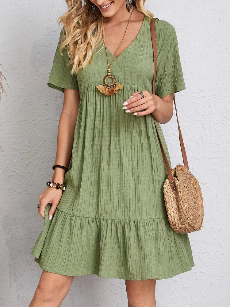Vestido Femenino Midi Manga Volante