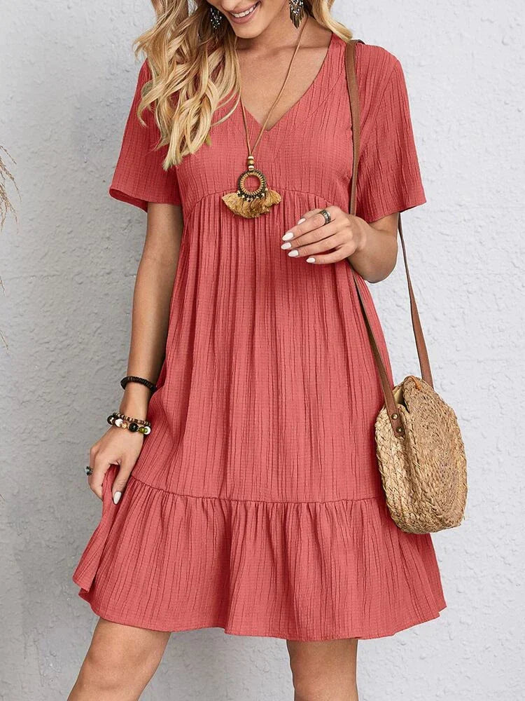 Vestido Femenino Midi Manga Volante