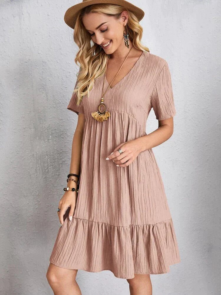 Vestido Femenino Midi Manga Volante