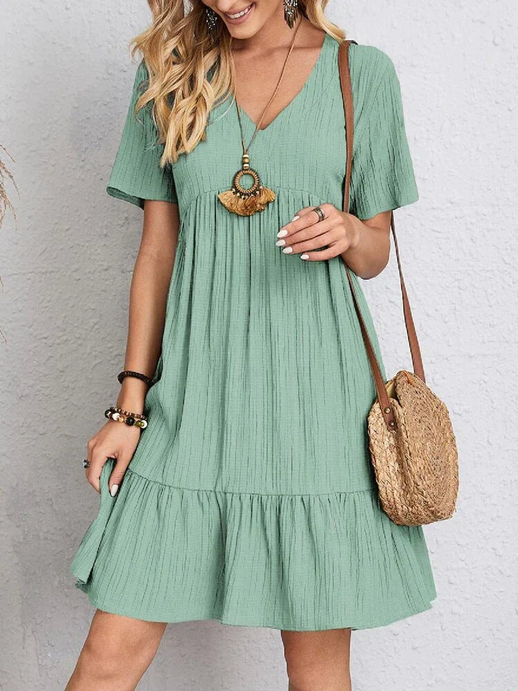 Vestido Femenino Midi Manga Volante