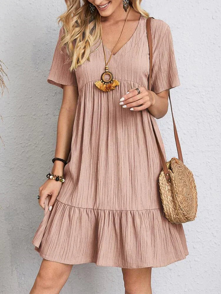 Vestido Femenino Midi Manga Volante