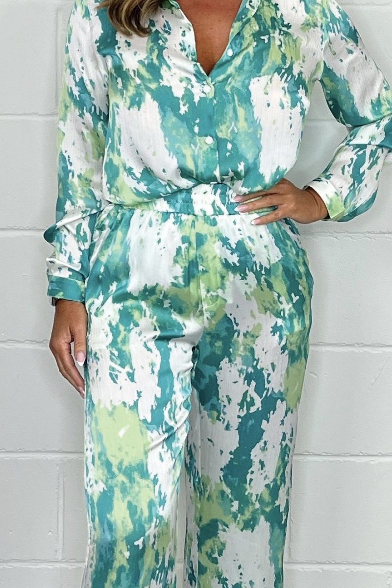 Conjunto Casual de Satén Estampado