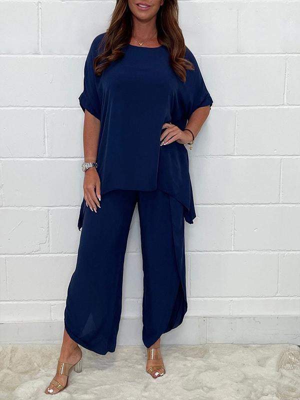 Conjunto Casual Suelto de Color Sólido