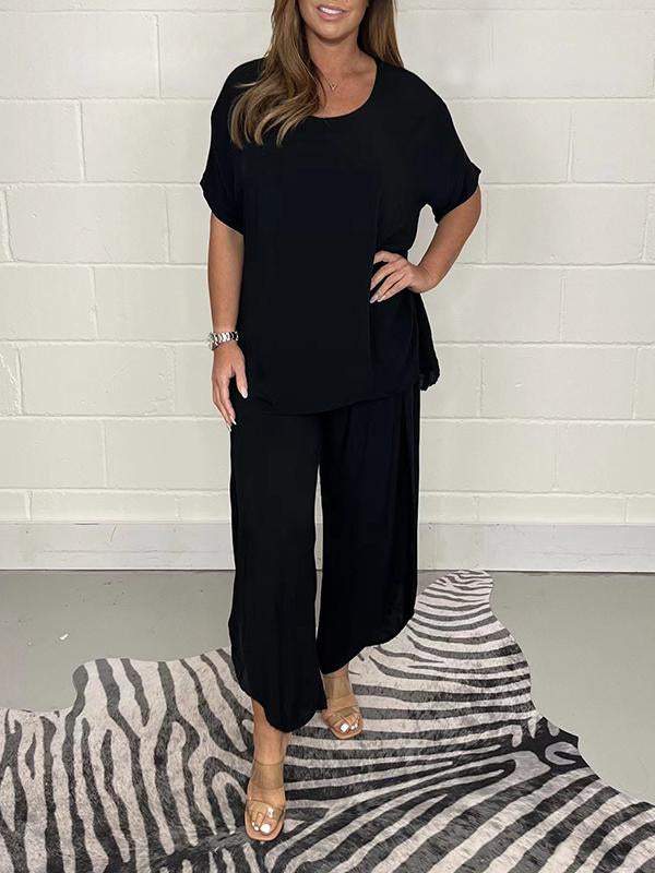 Conjunto Casual Suelto de Color Sólido