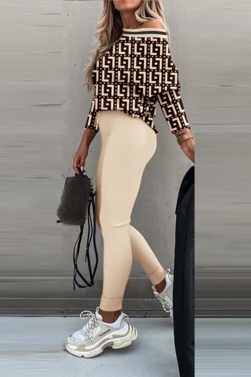 Conjunto de Blusa de Manga Larga y Pantalones con Bloques de Color