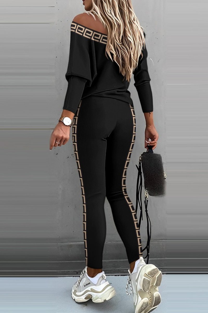Conjunto de Blusa de Manga Larga y Pantalones con Bloques de Color