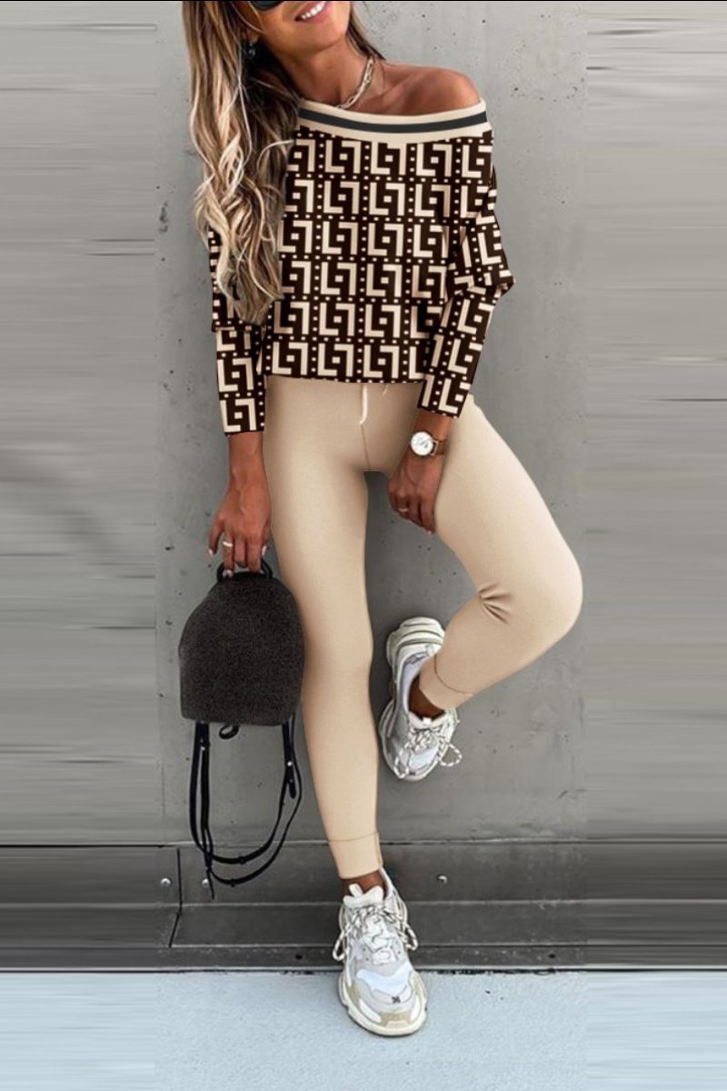Conjunto de Blusa de Manga Larga y Pantalones con Bloques de Color