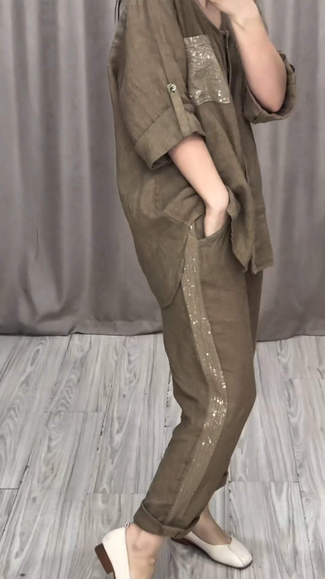 Conjunto de Dos Piezas de Algodón y Lino Aurora