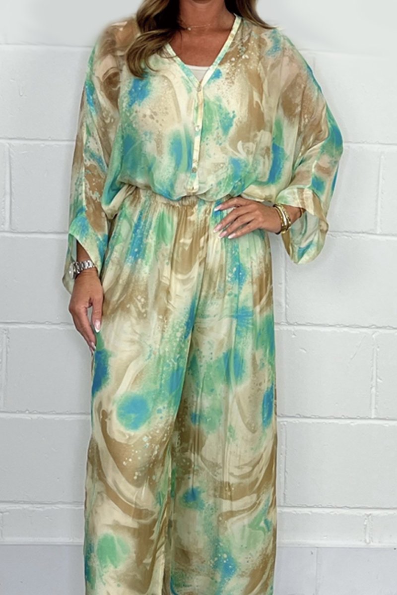 Conjunto de Dos Piezas de Chiffon Estampado