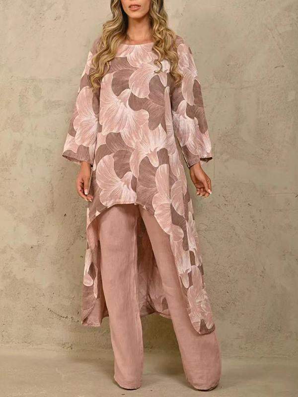 Conjunto de Dos Piezas con Suéter Estampado de Manga Larga