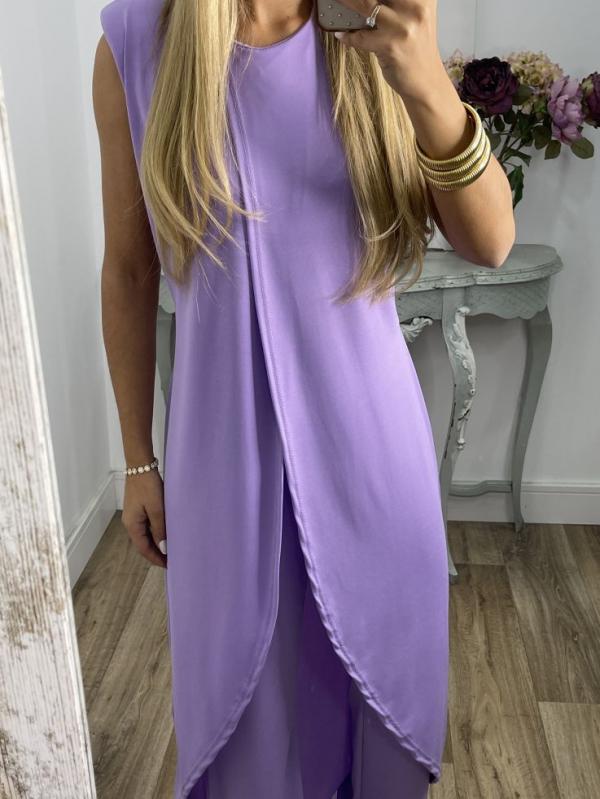 Conjunto de Dos Piezas con Top con Abertura y Pantalones Casual