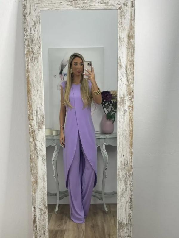 Conjunto de Dos Piezas con Top con Abertura y Pantalones Casual