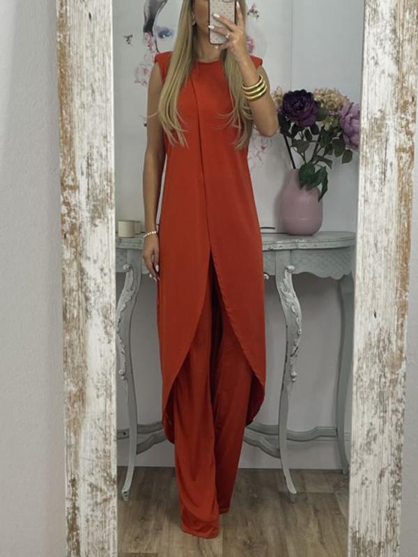 Conjunto de Dos Piezas con Top con Abertura y Pantalones Casual