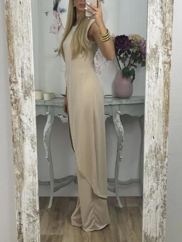 Conjunto de Dos Piezas con Top con Abertura y Pantalones Casual