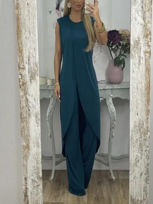 Conjunto de Dos Piezas con Top con Abertura y Pantalones Casual