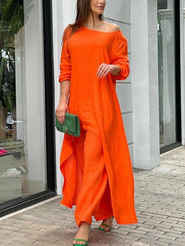 Conjunto de Dos Piezas Femenino de Color Sólido