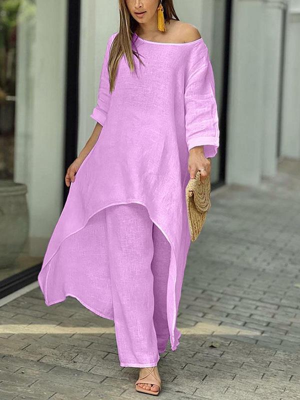 Conjunto de Dos Piezas Femenino de Color Sólido