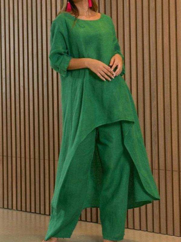 Conjunto de Dos Piezas Femenino de Color Sólido