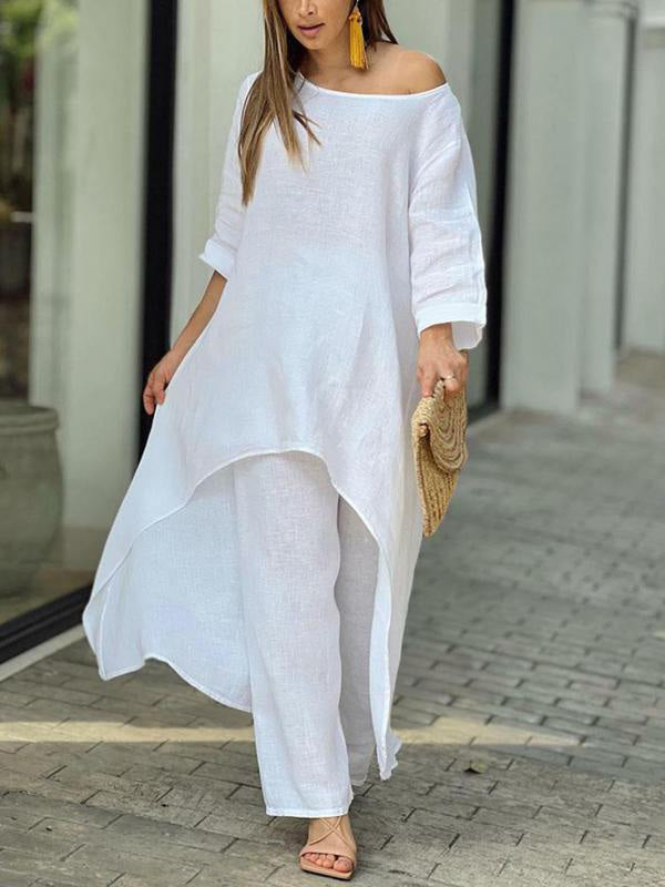Conjunto de Dos Piezas Femenino de Color Sólido