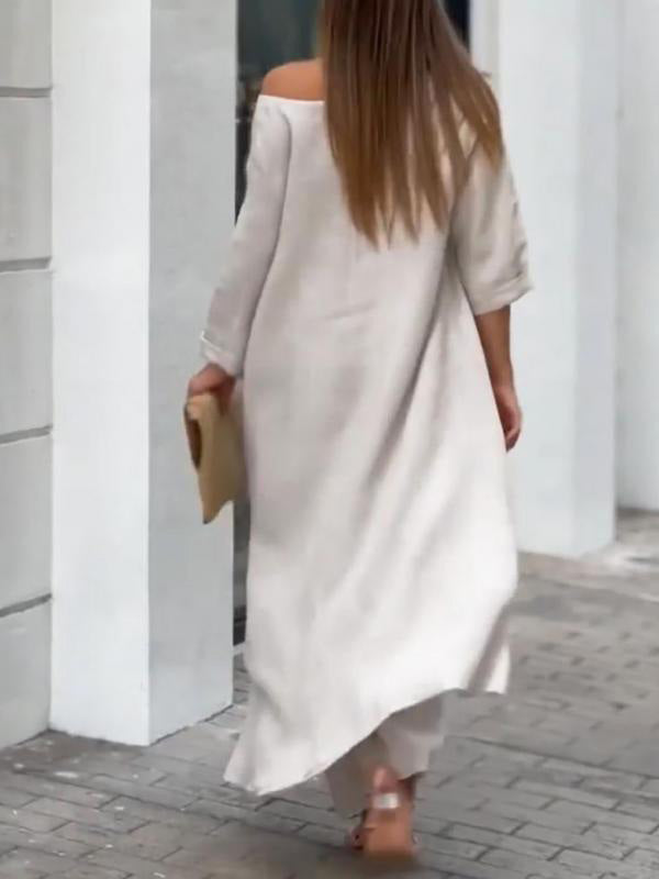 Conjunto de Dos Piezas Femenino de Color Sólido