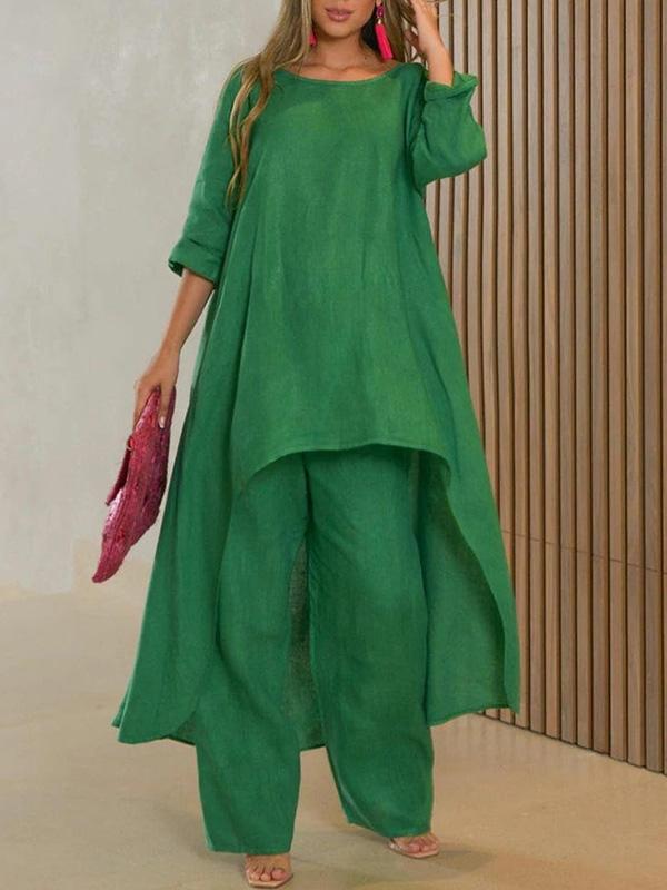 Conjunto de Dos Piezas Femenino de Color Sólido