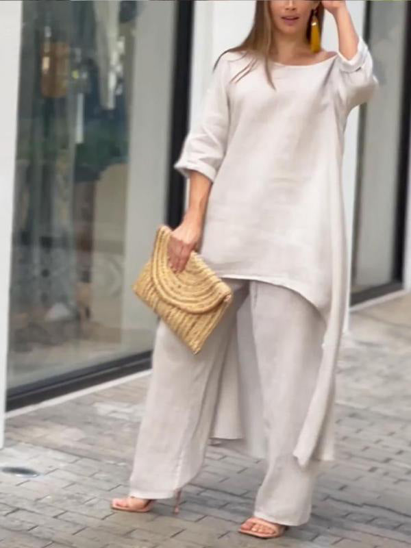 Conjunto de Dos Piezas Femenino de Color Sólido