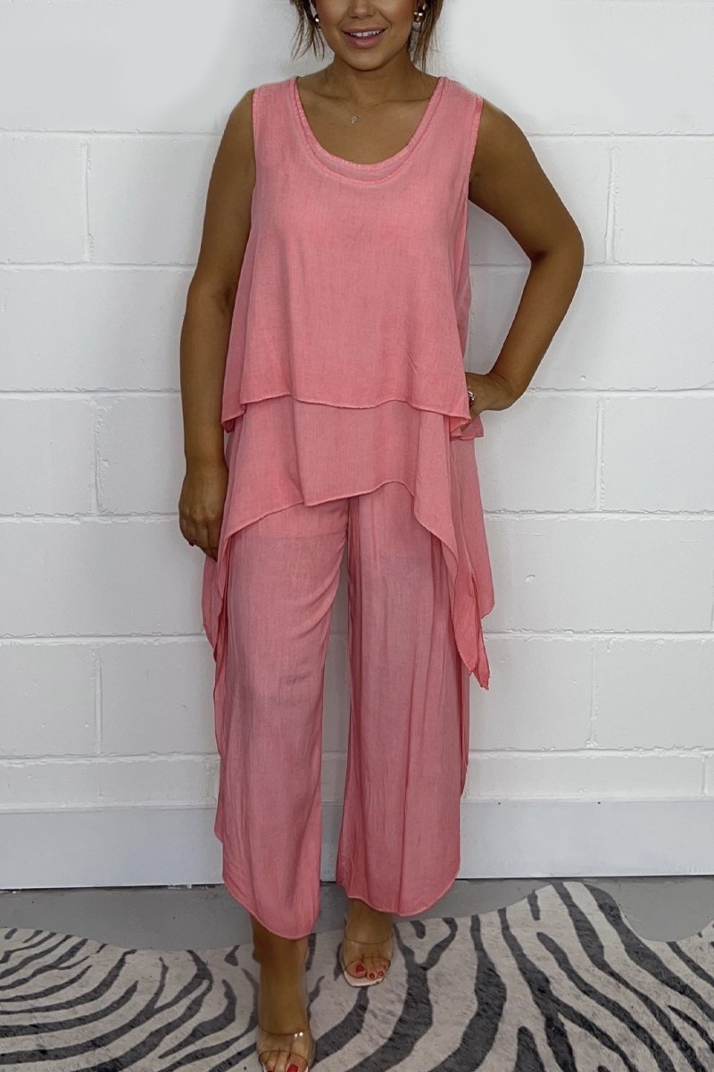 Conjunto de Top Suelto sin Mangas y Pantalones Casuales