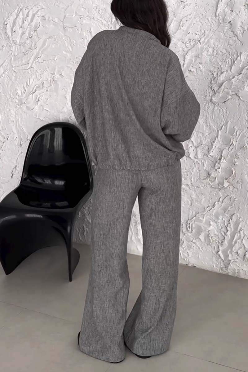 Conjunto Femenino Casual de Color Sólido con Amarre de Dos Piezas