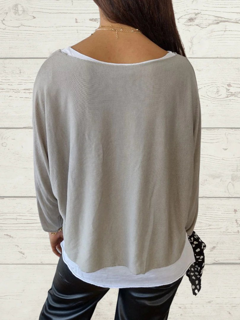 Conjunto Femenino Casual de Tops de Color Sólido y Cami de Dos Piezas