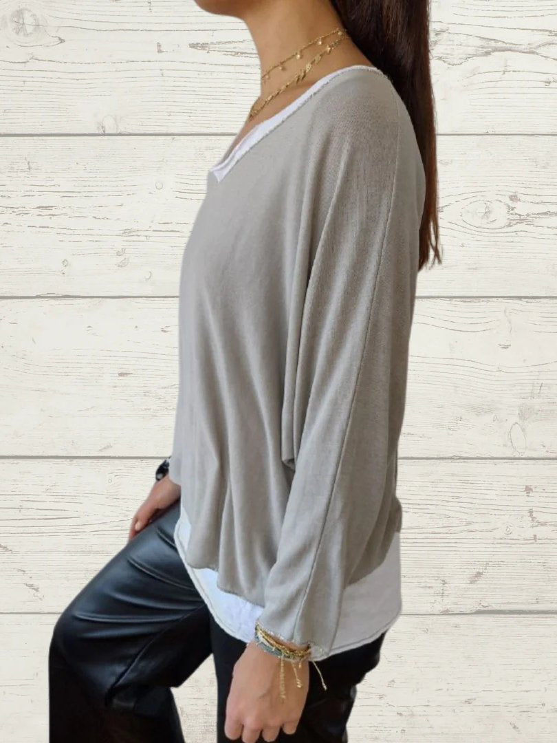 Conjunto Femenino Casual de Tops de Color Sólido y Cami de Dos Piezas