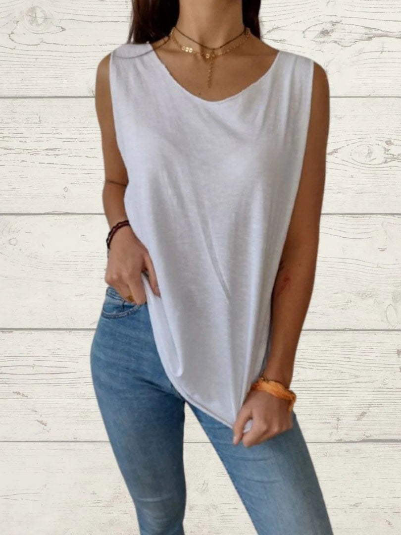 Conjunto Femenino Casual de Tops de Color Sólido y Cami de Dos Piezas