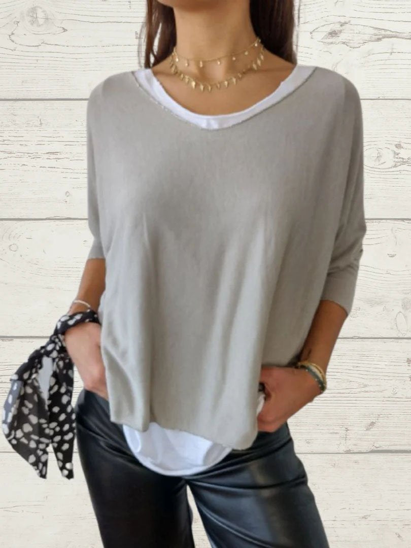 Conjunto Femenino Casual de Tops de Color Sólido y Cami de Dos Piezas