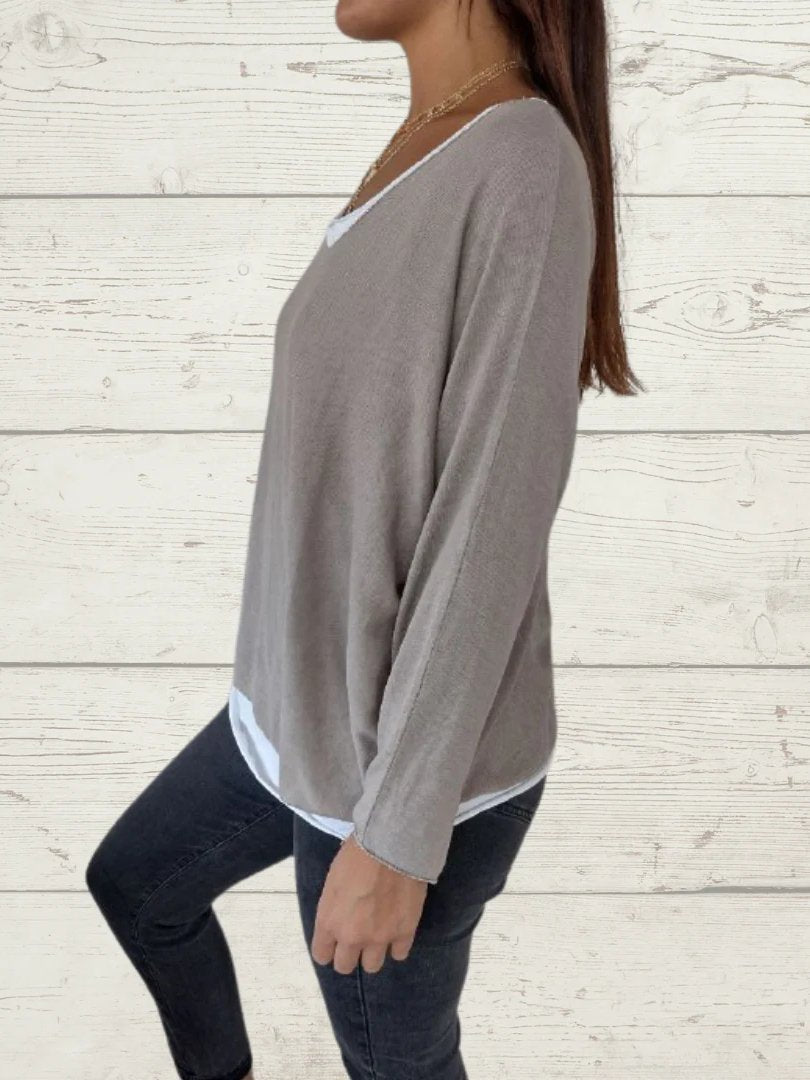 Conjunto Femenino Casual de Tops de Color Sólido y Cami de Dos Piezas