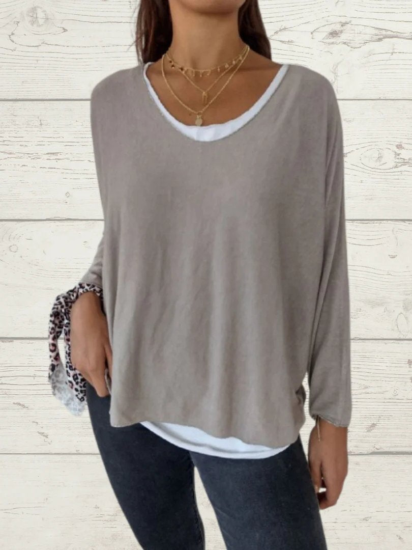 Conjunto Femenino Casual de Tops de Color Sólido y Cami de Dos Piezas