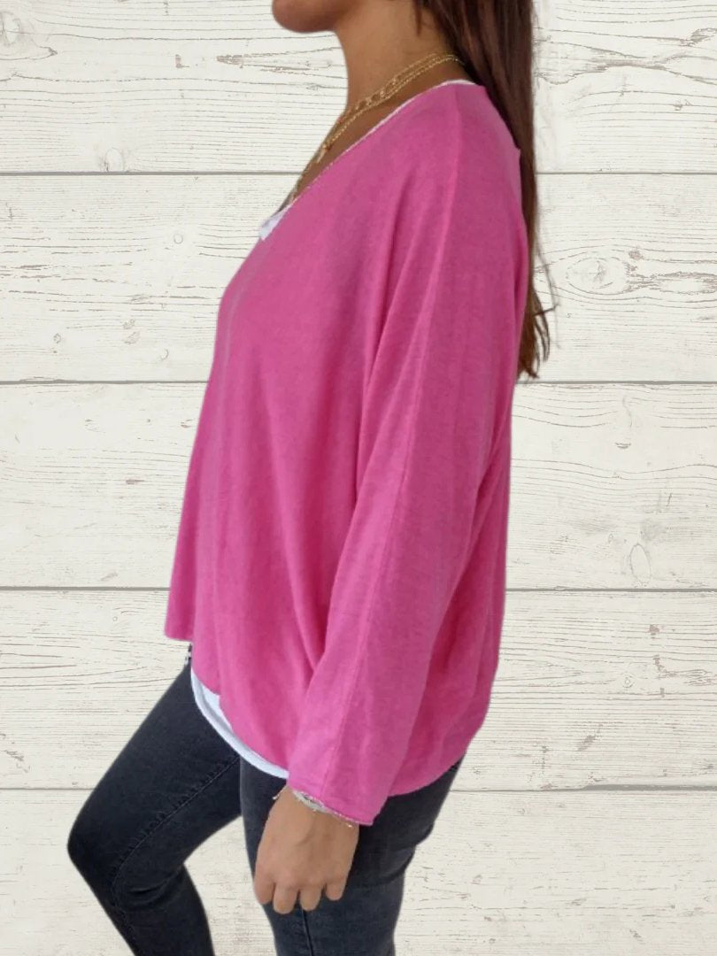 Conjunto Femenino Casual de Tops de Color Sólido y Cami de Dos Piezas