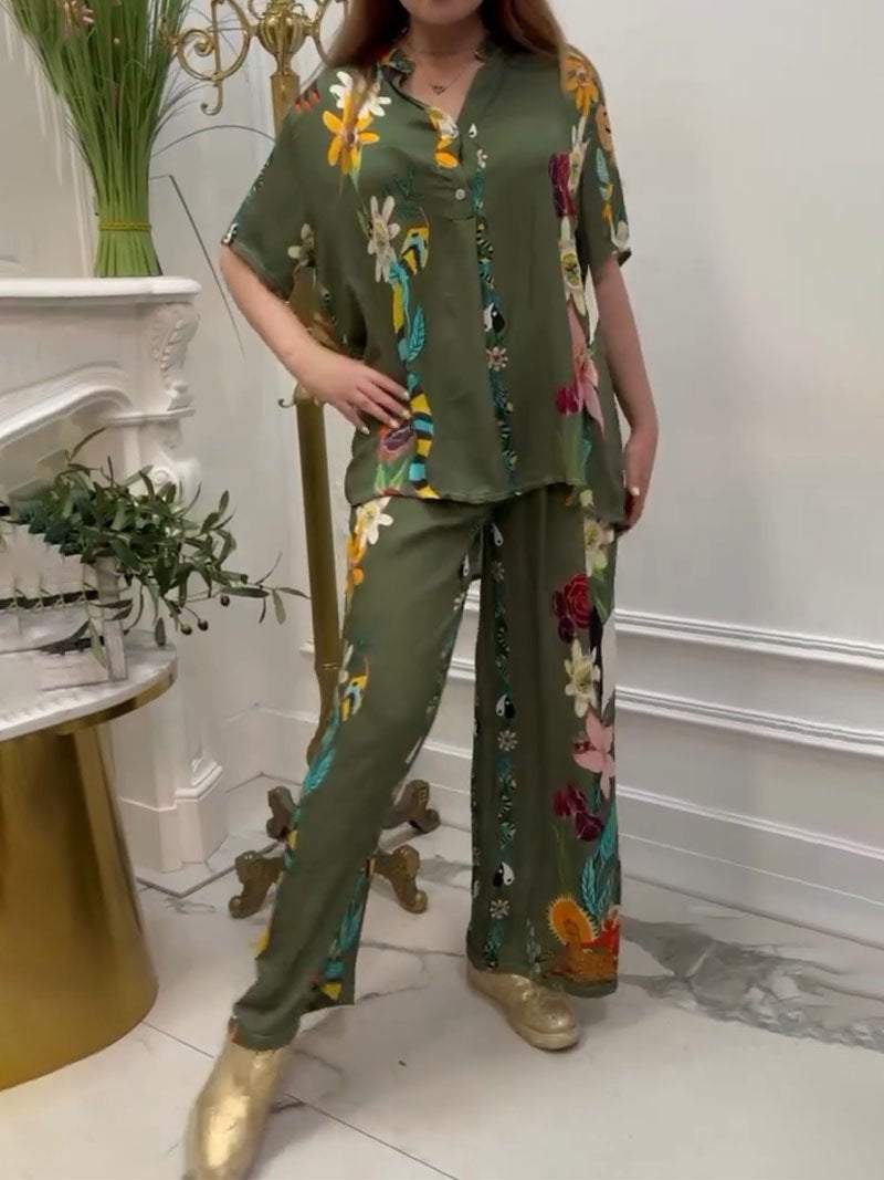 Conjunto Femenino Casual Estampado de Dos Piezas