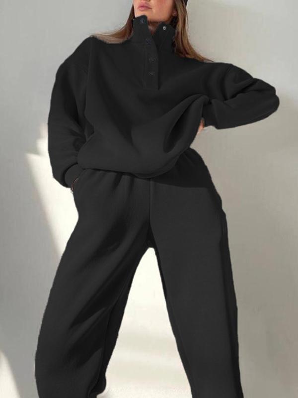 Conjunto Femenino de Botones con Cuello Alto de Dos Piezas