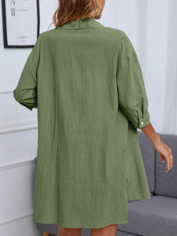 Conjunto Femenino de Cárdigan de Color Sólido con Botones y Camisa de Hombros Caídos