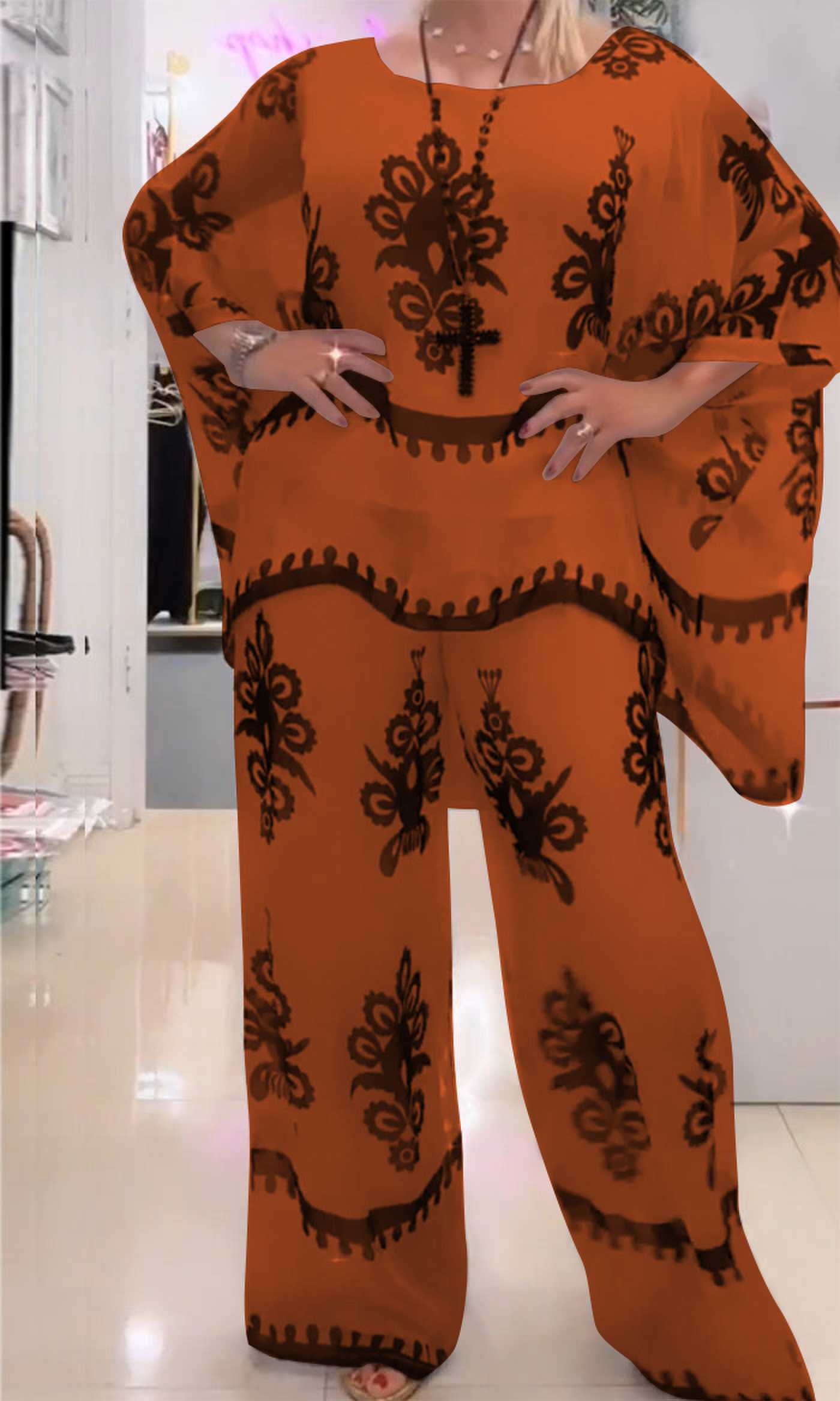 Conjunto Femenino Estampado de Dos Piezas