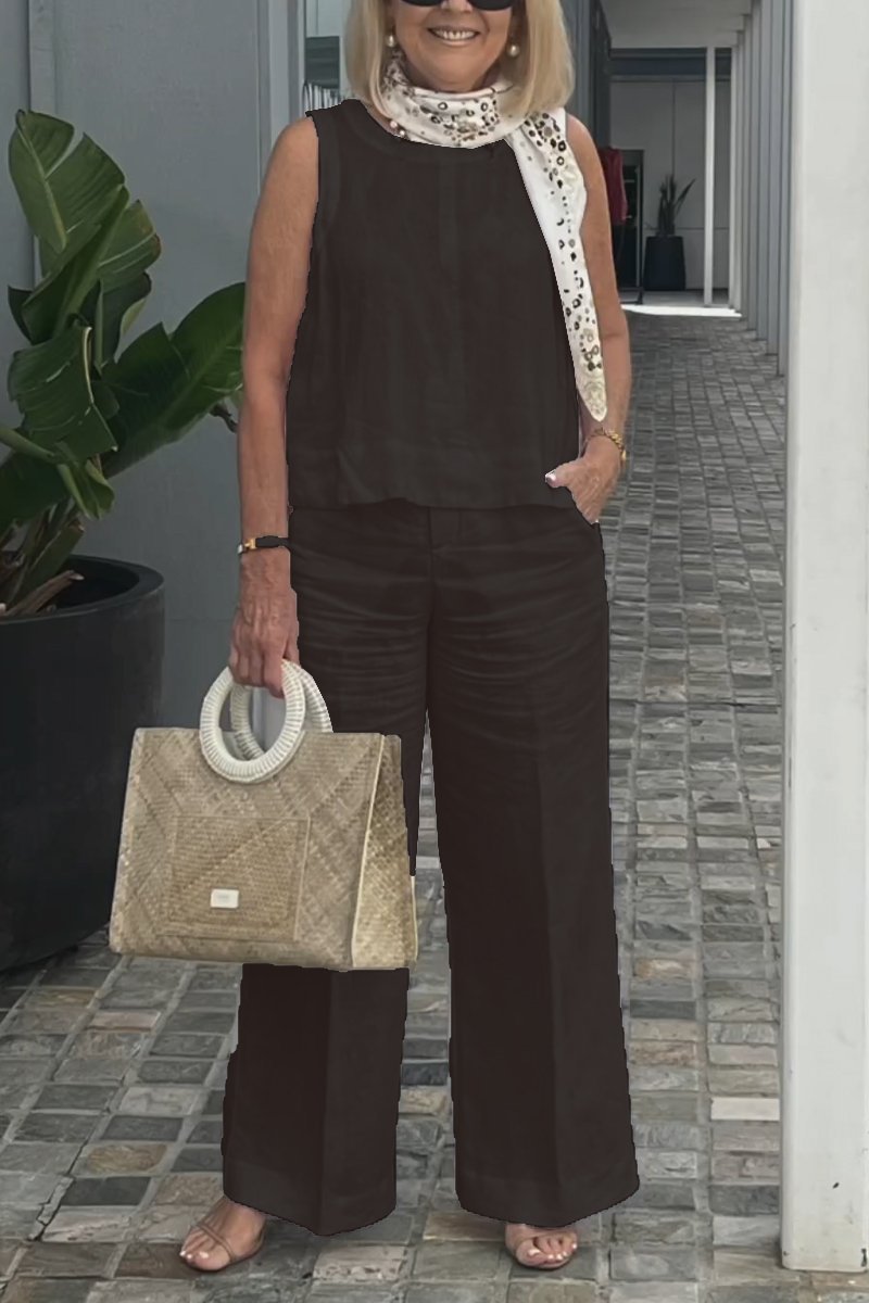 Conjunto sin Mangas de Algodón y Lino