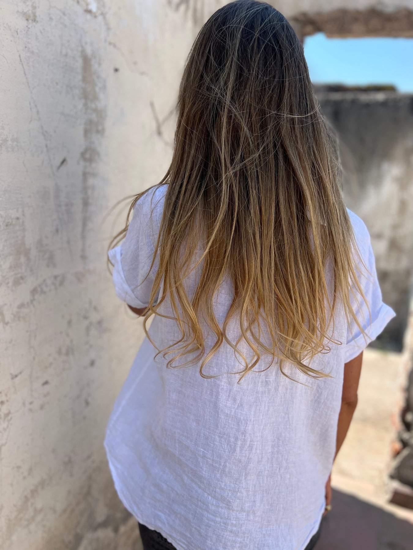 Camisa casual de algodón y lino con solapa
