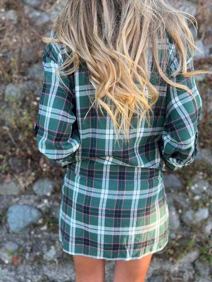Camisa com Lapela e Mangas 3/4 Xadrez