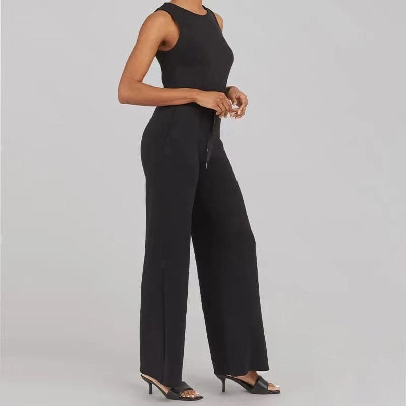 Mono Casual Sin Mangas Pantalón De Pierna Ancha Con Bolsillos