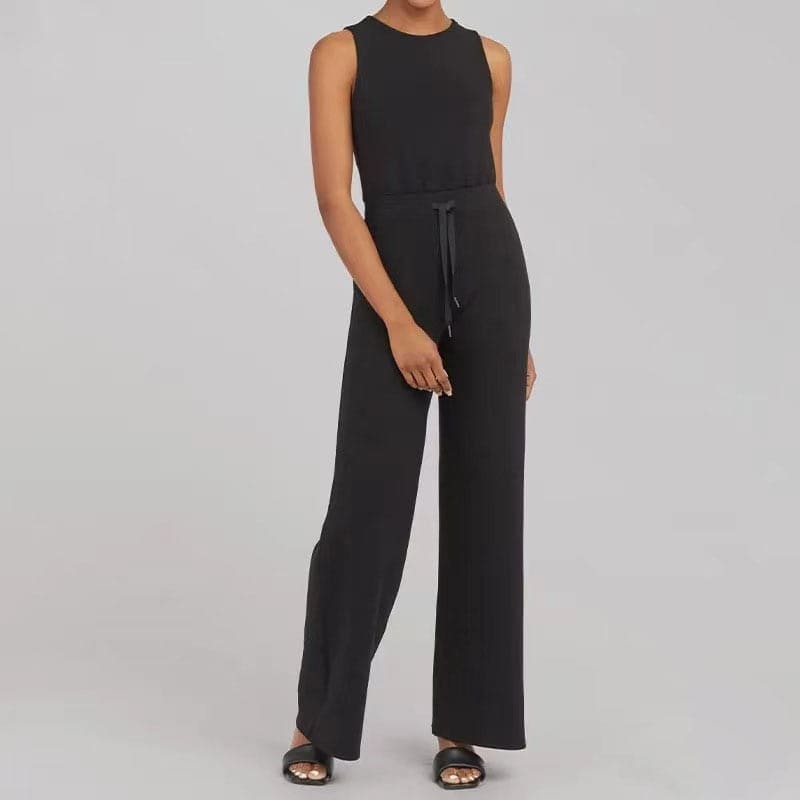 Mono Casual Sin Mangas Pantalón De Pierna Ancha Con Bolsillos